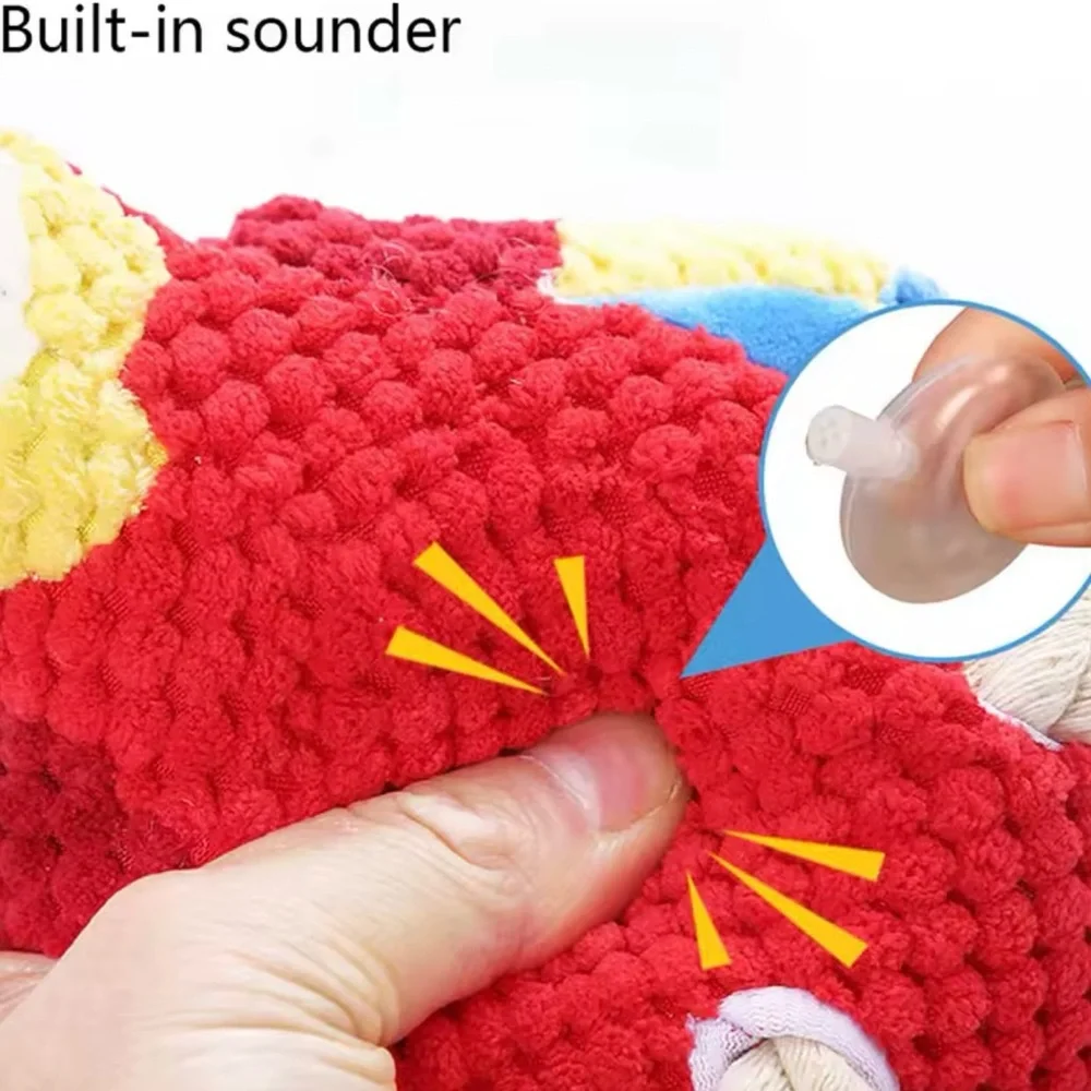 Squeaky Plush Parrot Dog Toy – Crinkle Wings & Rope Legs